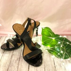 Calvin Klein Black Lancy Leather Sandals Sz 9